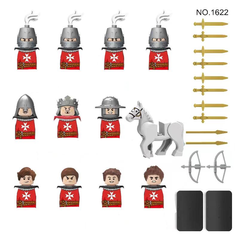 Medieval Building Blocks Accessories MOC Castles Dragon Knights Army Soldiers Warrior Helmets Shields Armors Axes Toy Gift S038