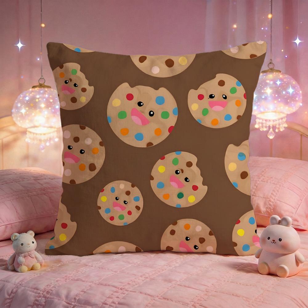 Sweet Cookie Pattern Cushion Cover Premium Comfort Reversible Pillow Cove Two in One Design for Any Room Car Interior