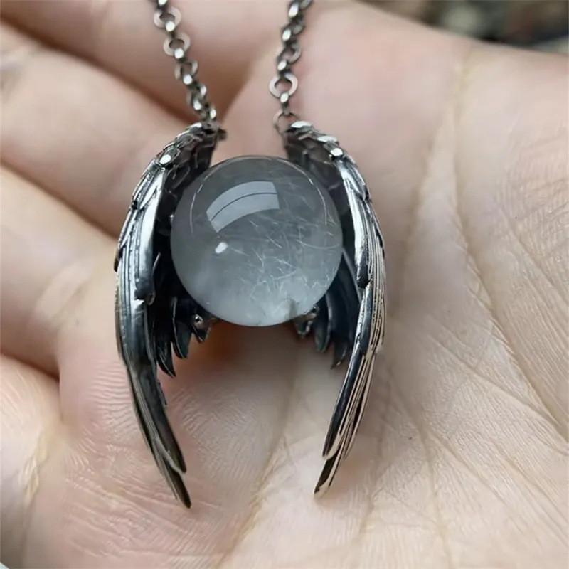 Ghost Wings Crystal Necklace With Cartoon Wings Pendant For Modern Casual