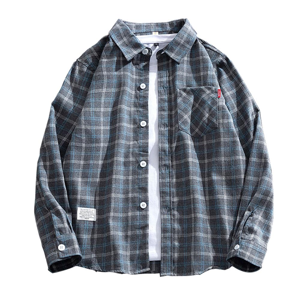 Senneak and Gingham Check Neat and Long Checked Stylish Plus Sizes Men's Women's Shirt, Stylish, Sleeve, Checked, Casual, Pattern, Fold-down Collar,