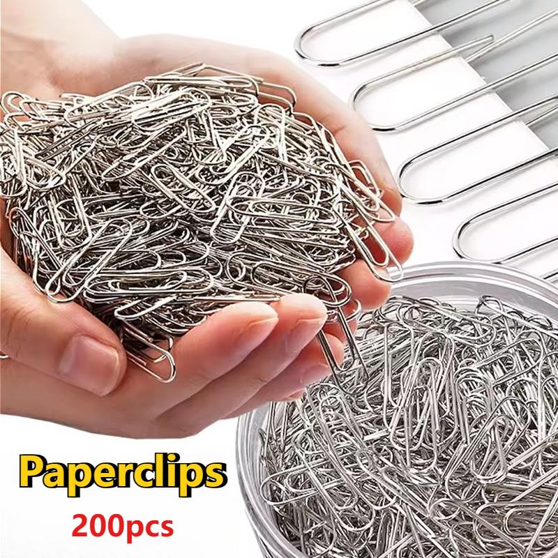 200pcs Paperclips Portable File Data Storage Paper Clips Stationery Office Binding Paper Clips Suitable for Office File Storage