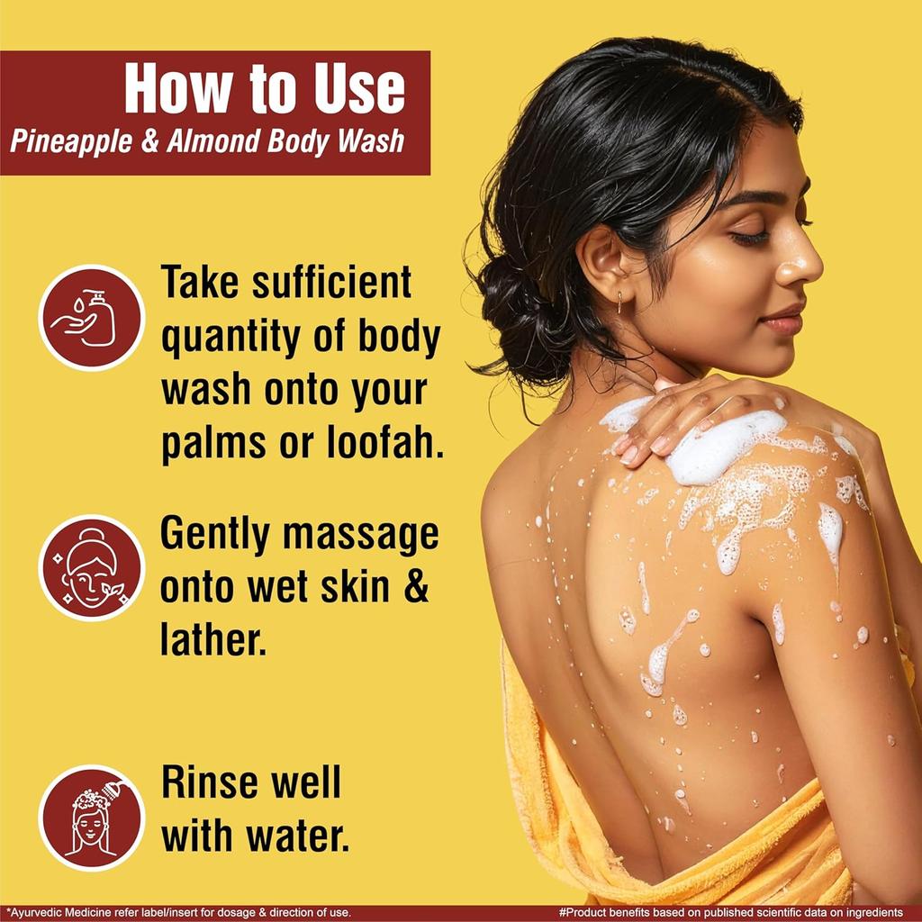 Multani Naturals Pineapple & Almond Body Wash 270 Ml Gentle Moisturizing Cleanser For All Skin Types Paraben Sulphate Free