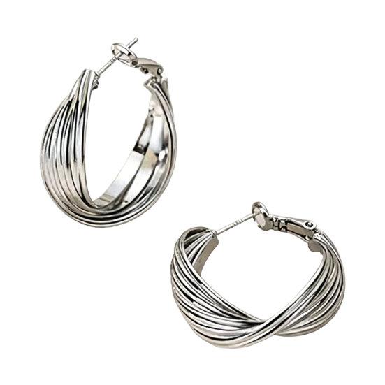 1 Pair Twisted Hoop Women Minimalist Earrings for Chunky
