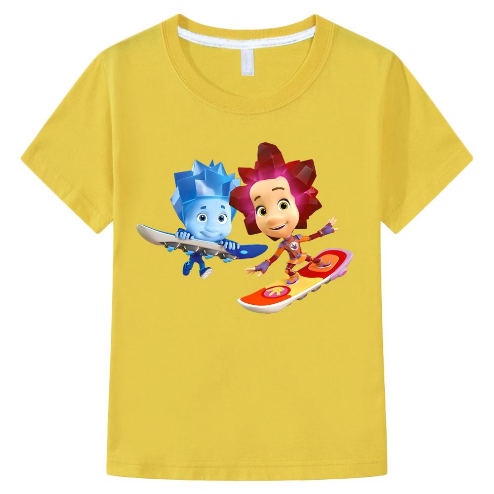 The Fixies Kawaii Summer T-shirts for Boys Tops Cartoon T Shirt Witch Wizard Funny Tshirt Girls Short Sleeves 100% Cotton Anime Tees Childrens T-shirt