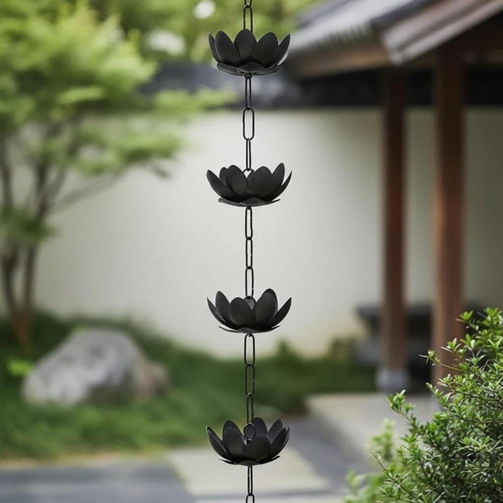 Lotus Flower Cup Rain Chain Outdoor Modern for Porch