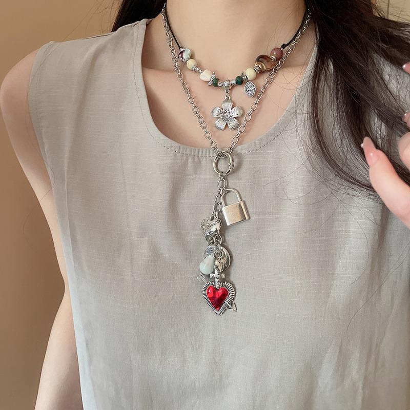 Ethnic Style Pearl Flower Pendant Necklace New Chinese Niche Versatile Collarbone Chain Retro Fashion Temperament Necklace Women