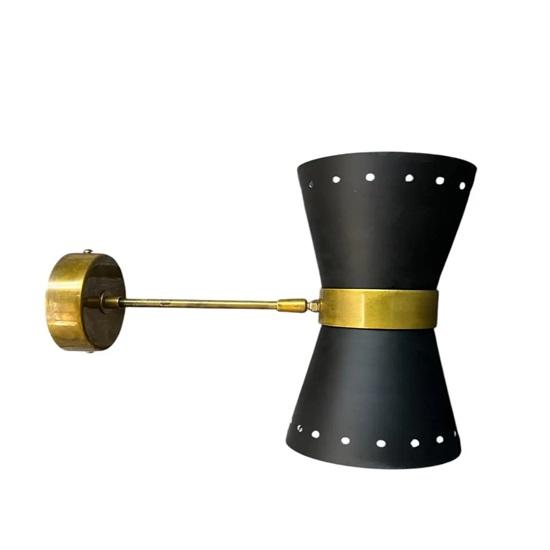 Black Brass Double Cone Wall Sconce Set of 2 Mid-Century Modern Vanity Light Luxury Accent Lighting for Bedroom, Bathroom Hallway