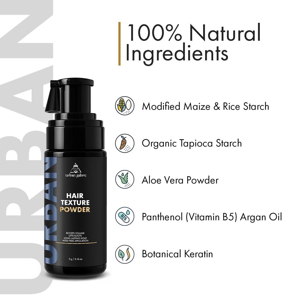 Haarstrukturpuder für Männer | 100% Naturbasiert, Talkumfreies Volumen-Stylingpuder | Natürliches Finish, hohes Volumen, Starker Halt, Keine Rückstände | 5g