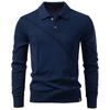AIOPESON 2025 Autumn Winter Thermal Comfort Mens Polo Sweater Solid Stripe Long Sleeve Slim Fit Sweater Men
