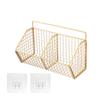 1/2/3 Grid Wall Mounted Kitchen Shelf Organizer Metal Rack Pantry Storage Garlic Ginger Basket Carbon Steel Hanging Wire Basket