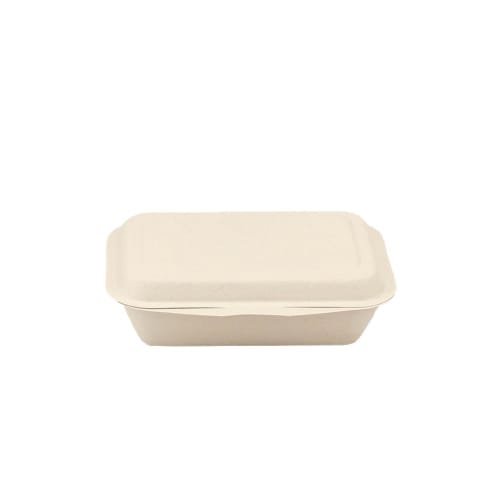ECO&BASIC Disposable Lunch Boxes, 600ml, Laminated, Pack of 50, Microwaveable, Takeout, Bagasse, Unbleached, Rice Resistant, Water and Oil Resistant,