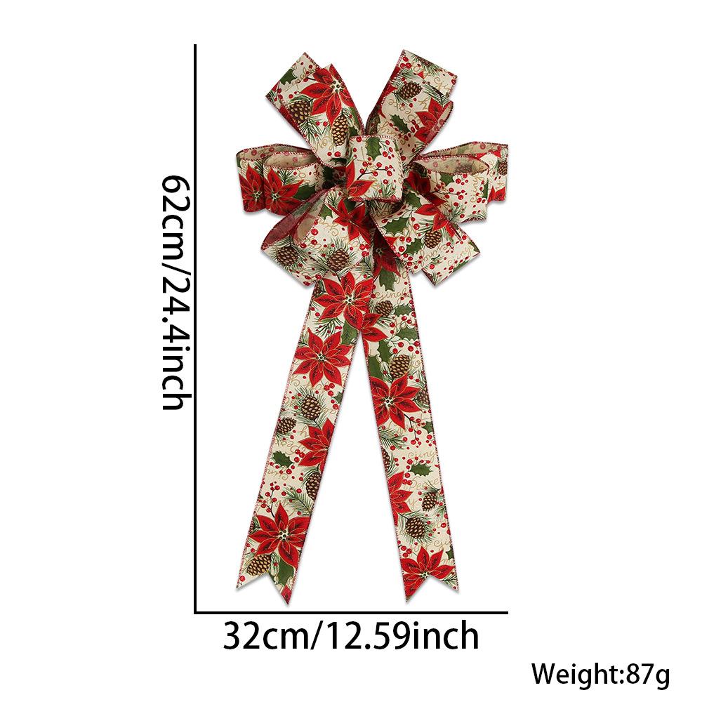 

32x62см Большой Рождественский Бант Ягода Снежинка Рождественский Цветок Принт Лента Большой Бант для Рождественской Елки Дом Новогоднее Украшение as show