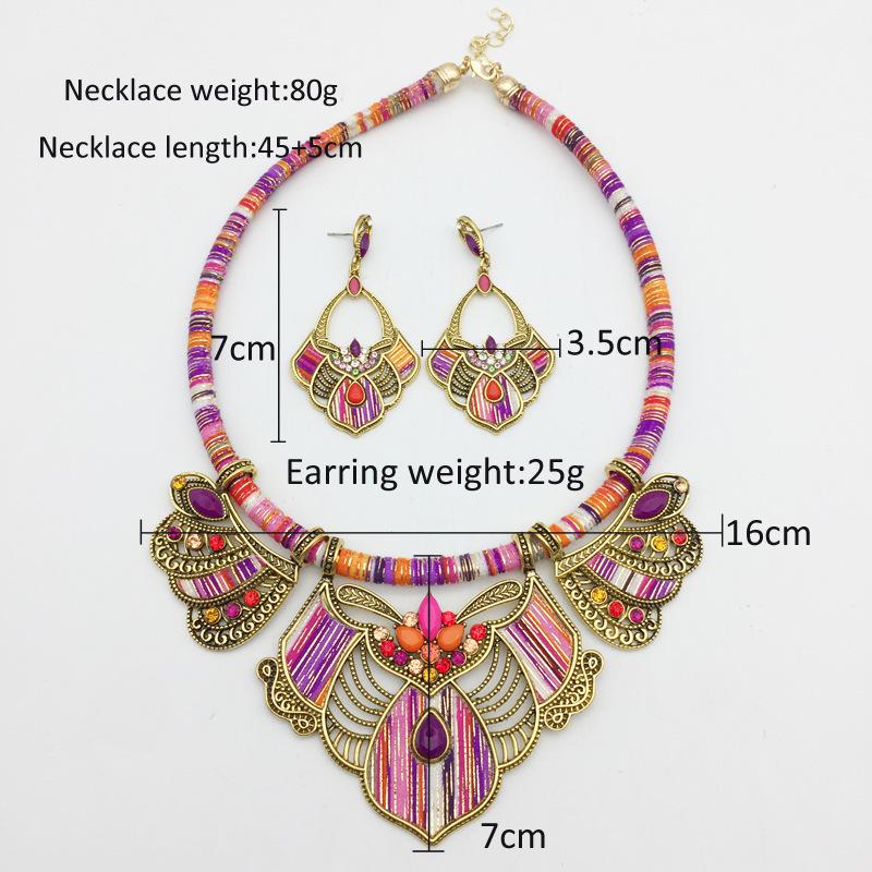 Legierungsschmuck, Ohrringe, Halskette, böhmische Schmucksets
