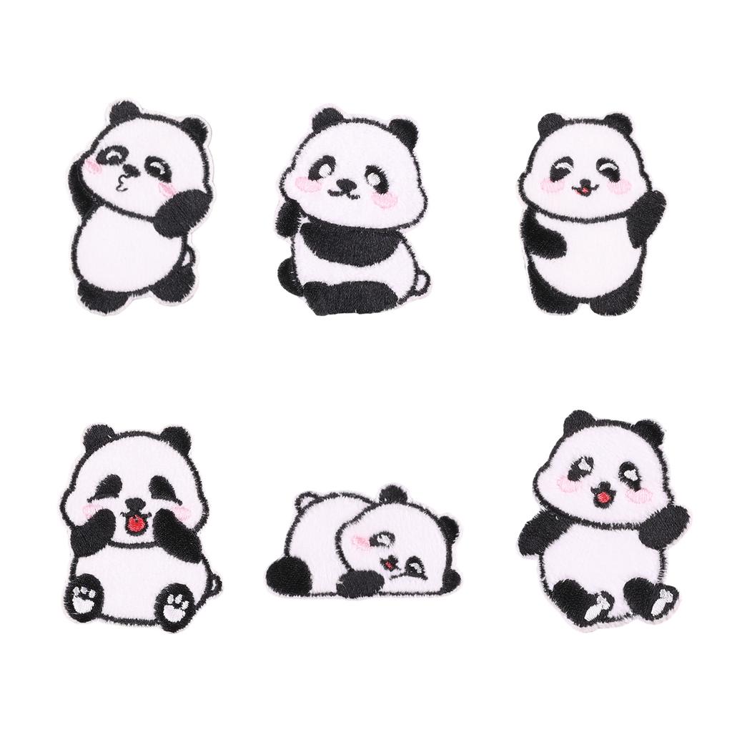 6pcs Panda Patch Selfadhesive Badges Patch Sticker No Sewing For Clothing Hat Accessories Decoration For Craft Lovers
