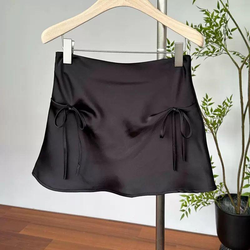 

Hip Wrap Mini Skirt New Women s Clothes Fashion European and American Style Sexy Lacing Low Waist Skirt Hip-Wrapped Little Short Dress Black Skirt S
