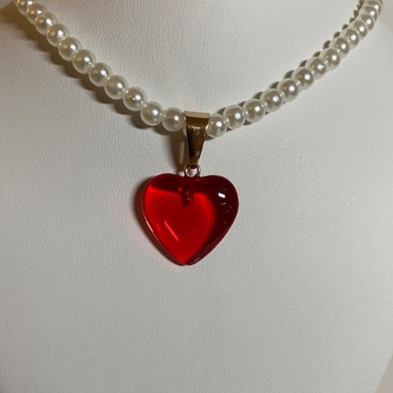 Pendant Choker Beads Necklace Heart Pendant Choker Suitable for Fashionable Look