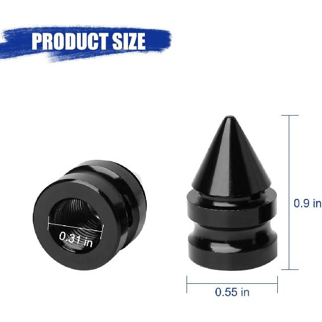 Car Tire Valve Stem Caps, 4PCS Spike Style Aluminum Alloy Leakproof Vehicle Wheel Stem Caps, Dustproof Automotive Tire Air Valve Cover Accessories,