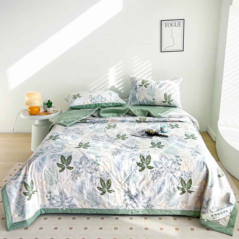 Flowers Style Summer Quilted Quilt 100% Cotton Fluffy Air Condition Thin Quilt Soft Comfortable Thin Blanket Machine Washable