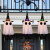 Halloween Decorations 3pcs Outdoor Hanging Luminous Ghost Witch Hat LED Light String Halloween Ghost Courtyard Garden Tree Decor