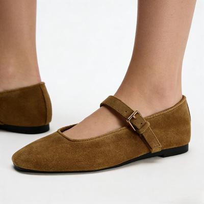 Buckle Strap Mary Janes Flats Shoes for Women Casual Streetwear Auutmn Winter Ballet Flats Khaki Soft Ladies Shoes Footwear