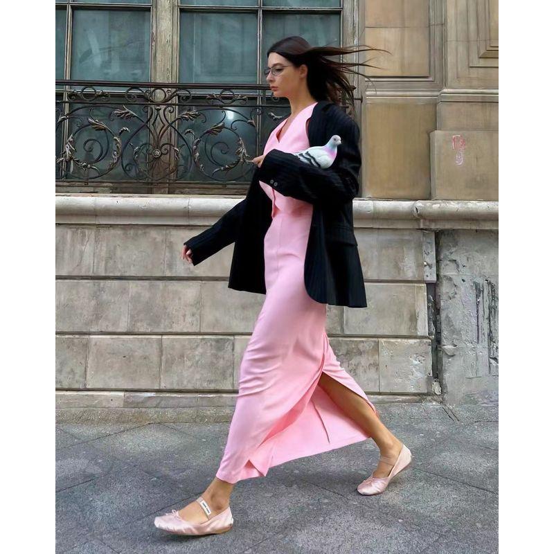 French New Sexy Vest Top Split Skirt Suit V-Neck Vest Half Skirt Set