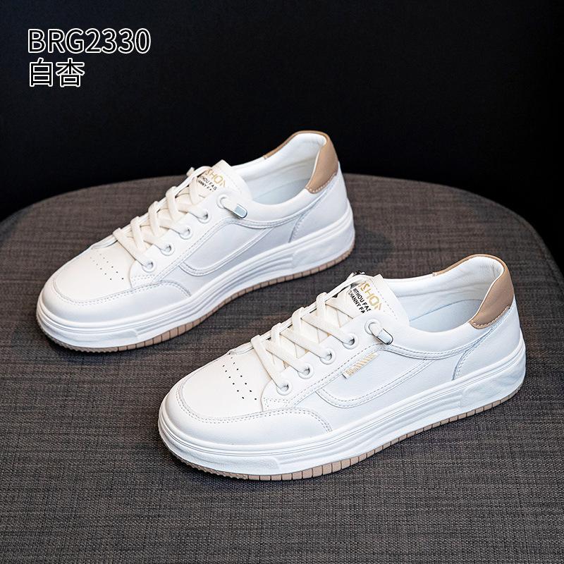 

Leather spring and autumn new flat bottom breathable ins tide college style casual board shoes 35