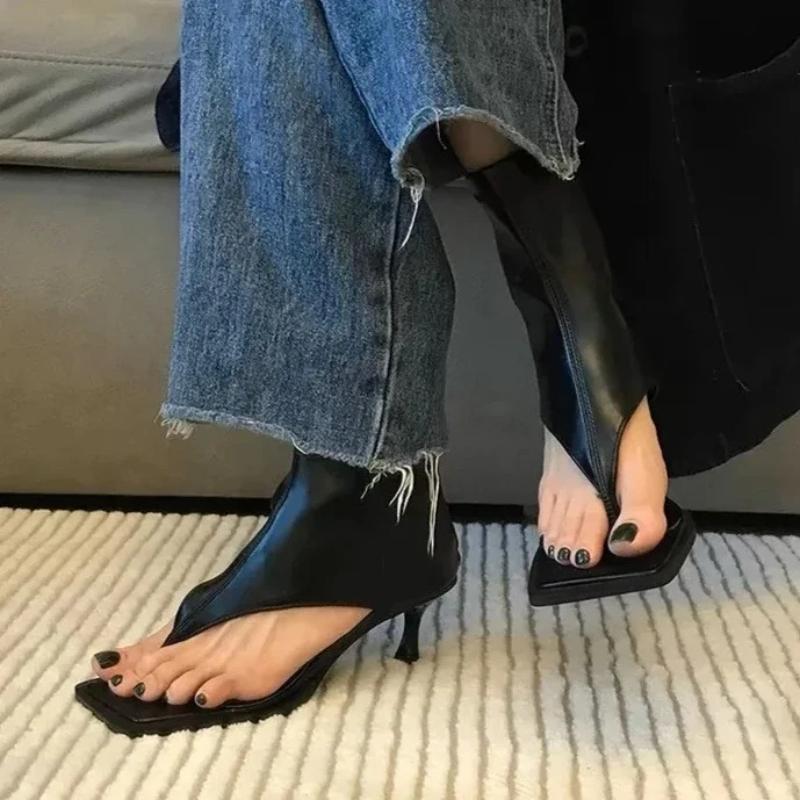 Women Clip Toe Sandals Leather Mid Heels Shoes Woman Designer 2026 Trend Elegant Autumn Retro Dress Shoes New Pumps Mujer Shoes