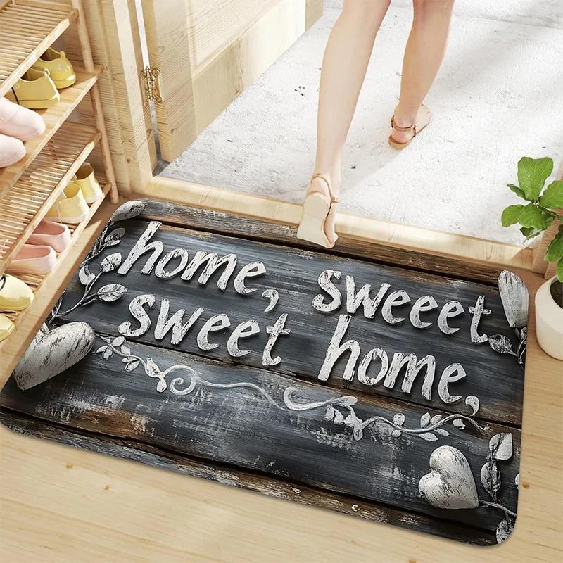 

Home Sweet Heart Homeet Pattern New Entrance Floor Mat Crystal Velvet Floor Mat Bathroom Absorbent Foot Door Mat Decoration 40X60CM