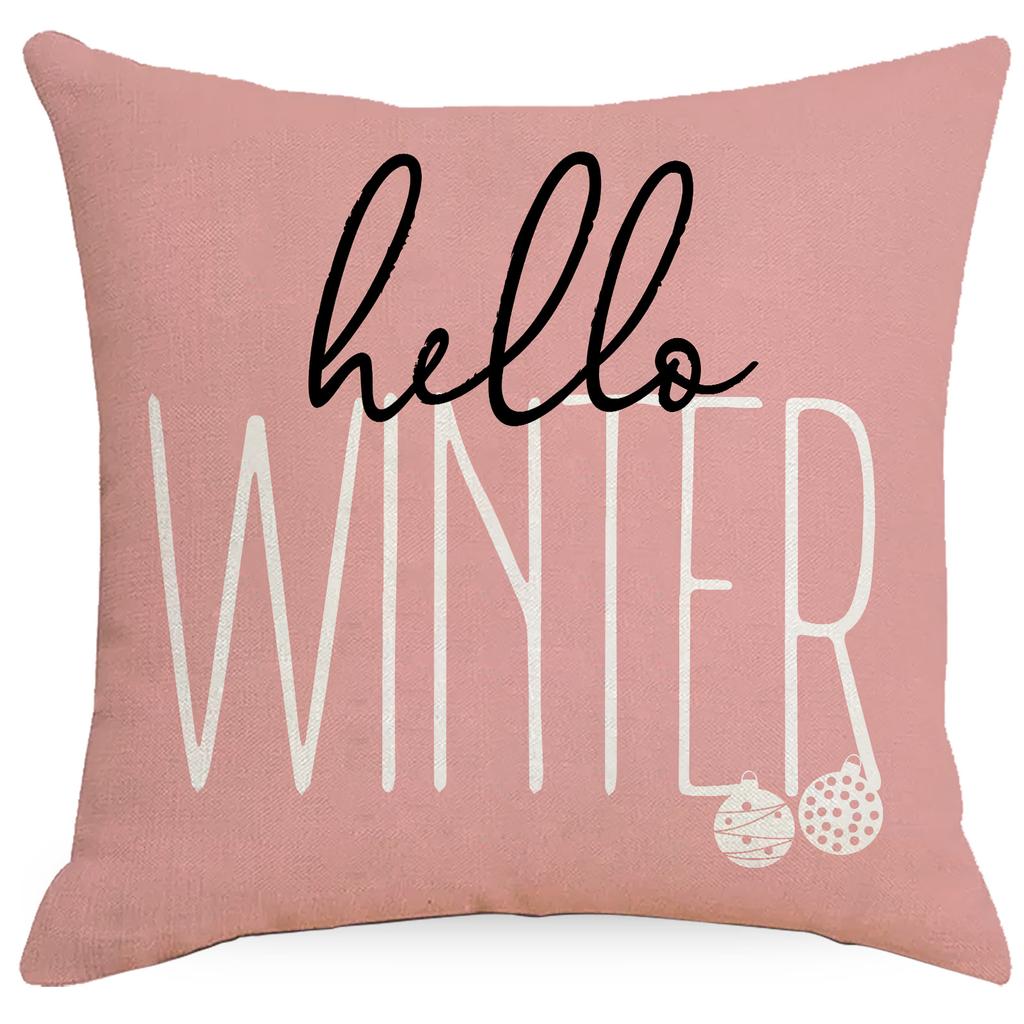 Weihnachts-Kissenbezug Rosa Weihnachten Leinen Kissen Wohnzimmer Sofa Home Office Kissen