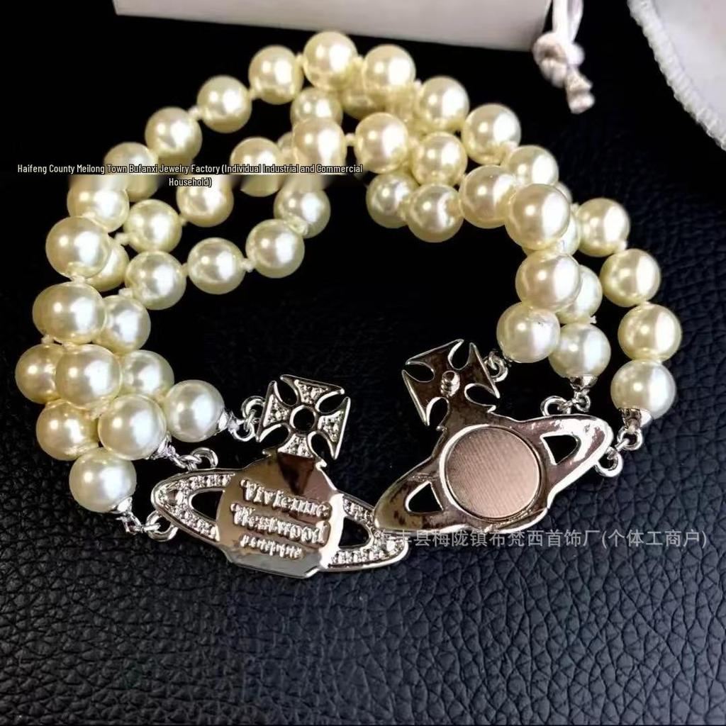 Empress Cixi Pearl Necklace: Three-Layer Magnetic Buckle in French Retro Style