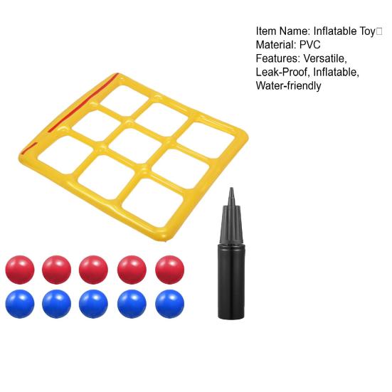 Aufblasbares Poolspielzeug Spiele Set Tic-Tac-Toe Aufblasbares Schachbrett mit 10 Bällen Sicheres Spielen Spaß Wasserspiel für alle Altersgruppen