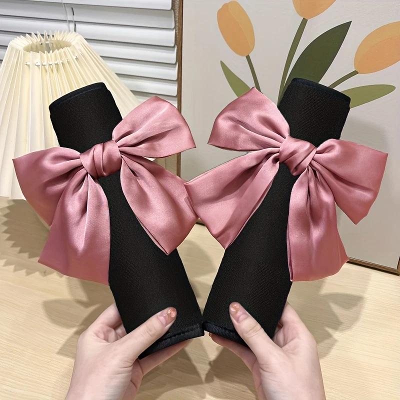Bow Tie Seat Belt Cover Shoulder Strap 2-Piece Set, Cute Bow Tie Seat Belt Cushion, Women's Car Interior Accessories