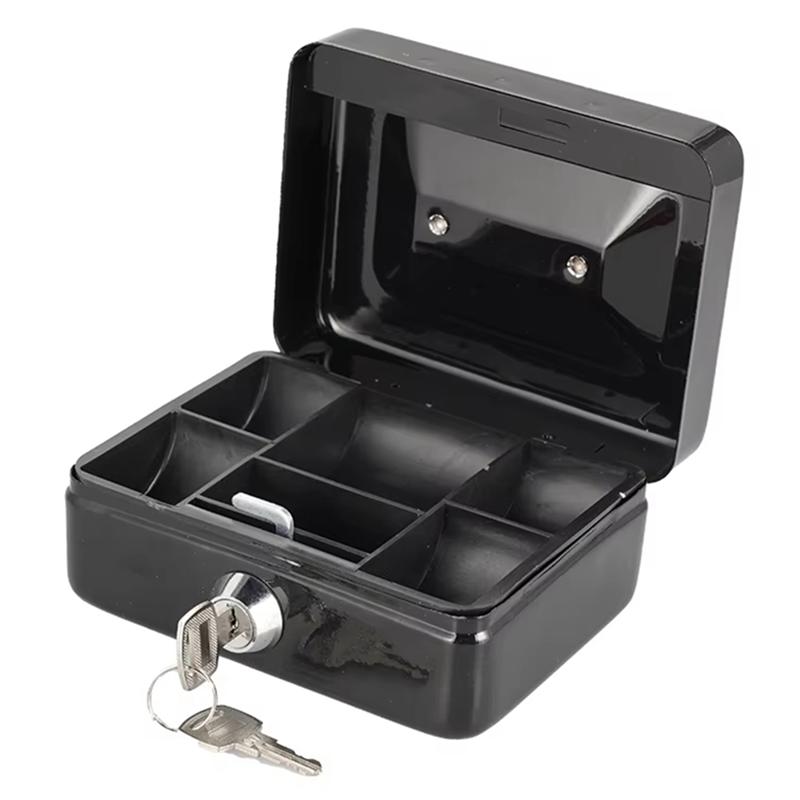 A25F-Metal For Coin Bank Lock Box Cash Box Mini Safe Money Bank Security Box With Key Sturdy Cash Portable For Coin Collection