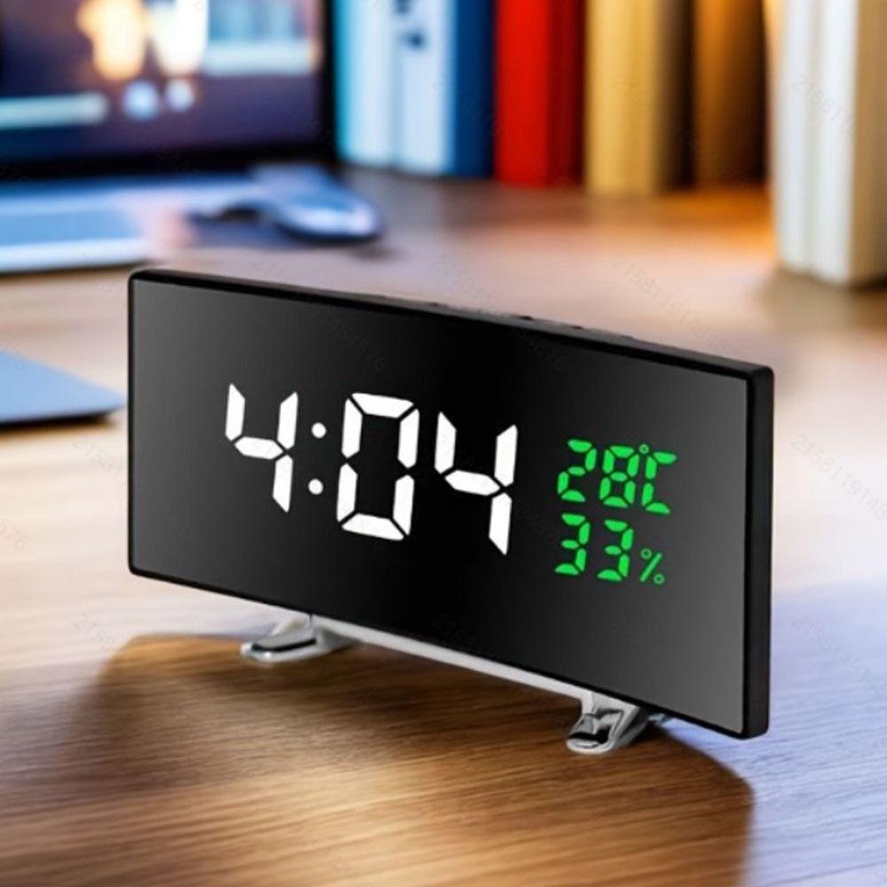Curved Screen Digital Alarm Clock Large Table Clock Multi-function Desk Clock Table Use