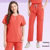 Uniforme Camice Medico Donna Set Camice da Infermiera Tasca Top+Pantaloni Tuta 2 Pezzi Abbigliamento da Infermiera Sala Operatoria Abbigliamento da Lavoro Salone di Bellezza