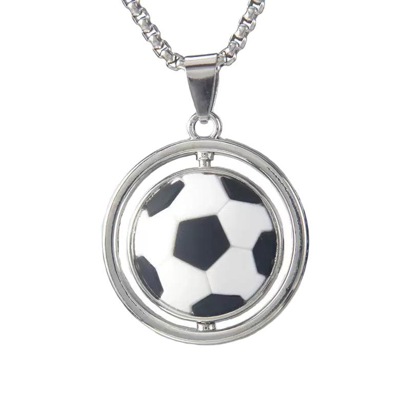 Rotatable Mini Sports Ball Pendant Necklace - Basketball, Football, Golf, Rugby, Baseball - Hip Hop Chain.