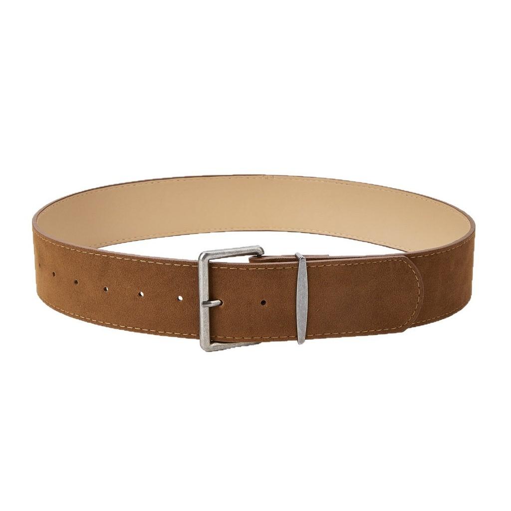 Solid Color Simple Suede Square Buckle Decoration Women Casual Belt Daily For