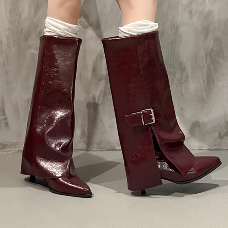 Fashion High Heels Women High Boots Pointed Toe Sexy Knee High Shoes Fashion Dress Luxury Woman Boots 2025 New Winter Pumps Mujer Botas