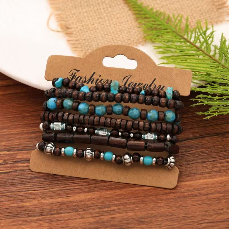 Bohemian Coconut Shell Wood Beads Beaded Soft Pottery Pearl Stone Leather Men's and Women's Bracelets Bracelets