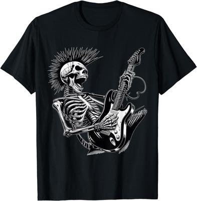 WJHwjh Rock and Roll Skeleton Playing Guitar T-Shirt
