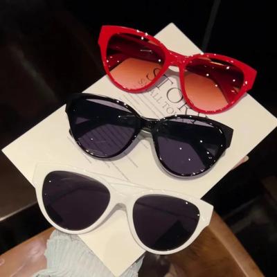 3pcs Women's Large Round Frame Sunglasses Black Advanced UV Resistant Sunglasses Tourism Photography Decorative Glasses