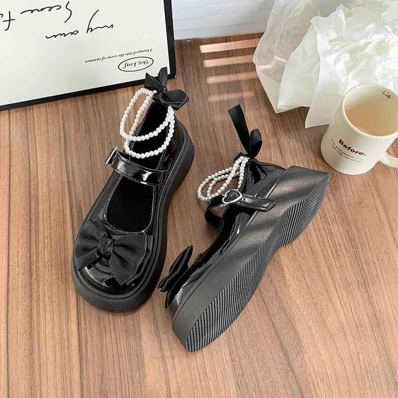 Ladies Mary Jane Shoes Japanese Retro British Student Uniform Round Toe Thick Sole High Heel Women's Cosplay Single Lolita Shoes