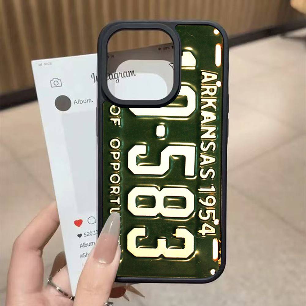 Retro Vintage License Plate For Iphone 11 12 13 14 15 Pro Max 17 16 Plus Hard PC+TPU Back Cover