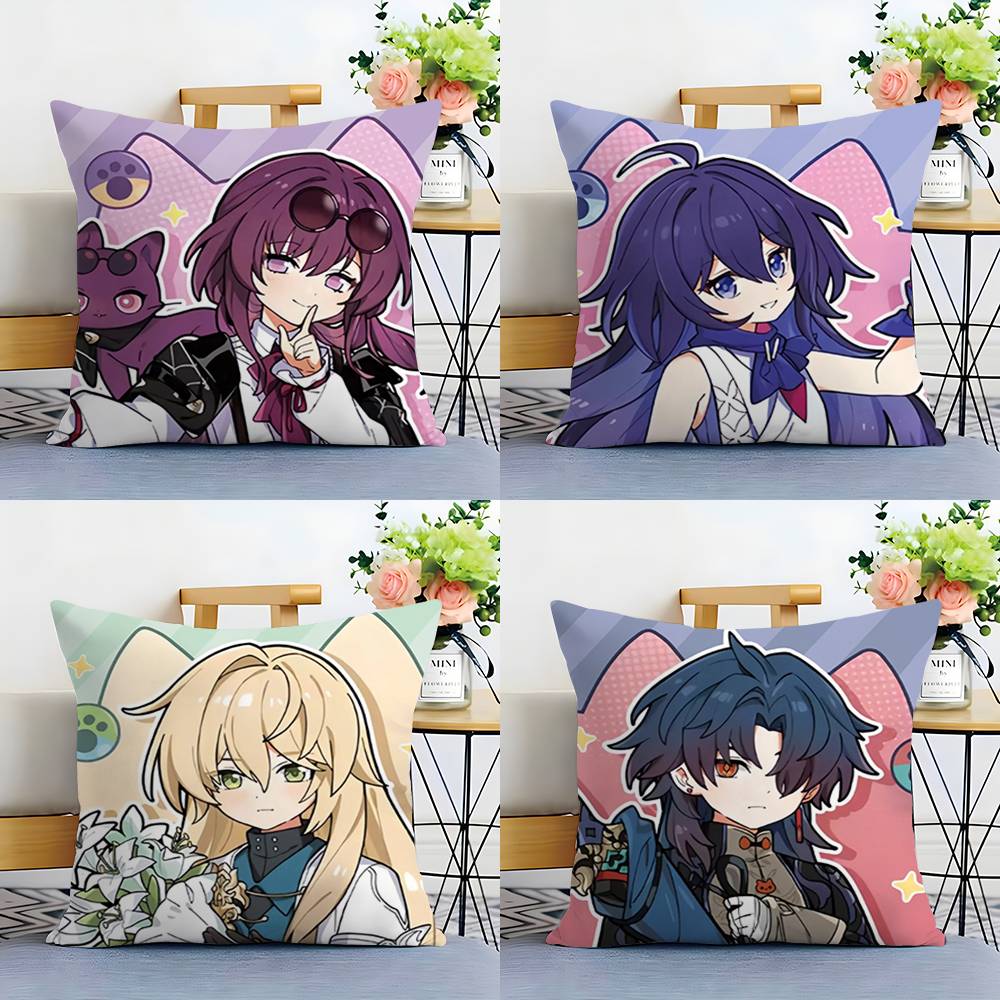 Chibi Cute Honkai Star Rail Pillow Case Plush Fabric Soft Double Sided Print Home Sofa High Quality Cushion Cover Throw