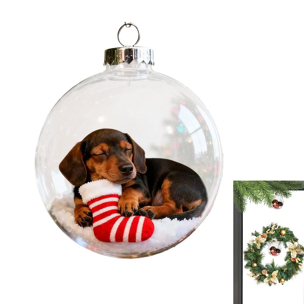 Christmas Ball Shatterproof Hangable Decoration Transparent Dog Balls For Tree For Shopping Mall Bedroom Window Store Home