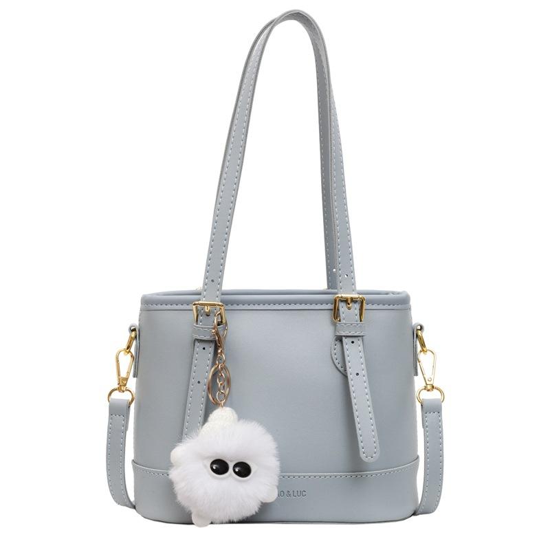 Ny Ensfarget Bærbar Bøtteveske Dame Mote Allsidig Skulder Messenger Bag