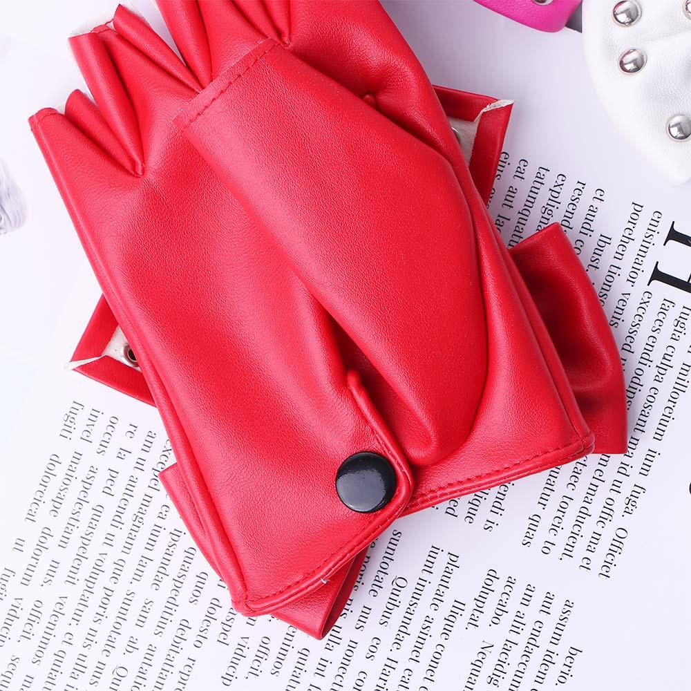 Leather Lolita JK Big Bow Rivet Dancing Gloves Women Gloves Korean Anime Mittens Half Finger Gloves