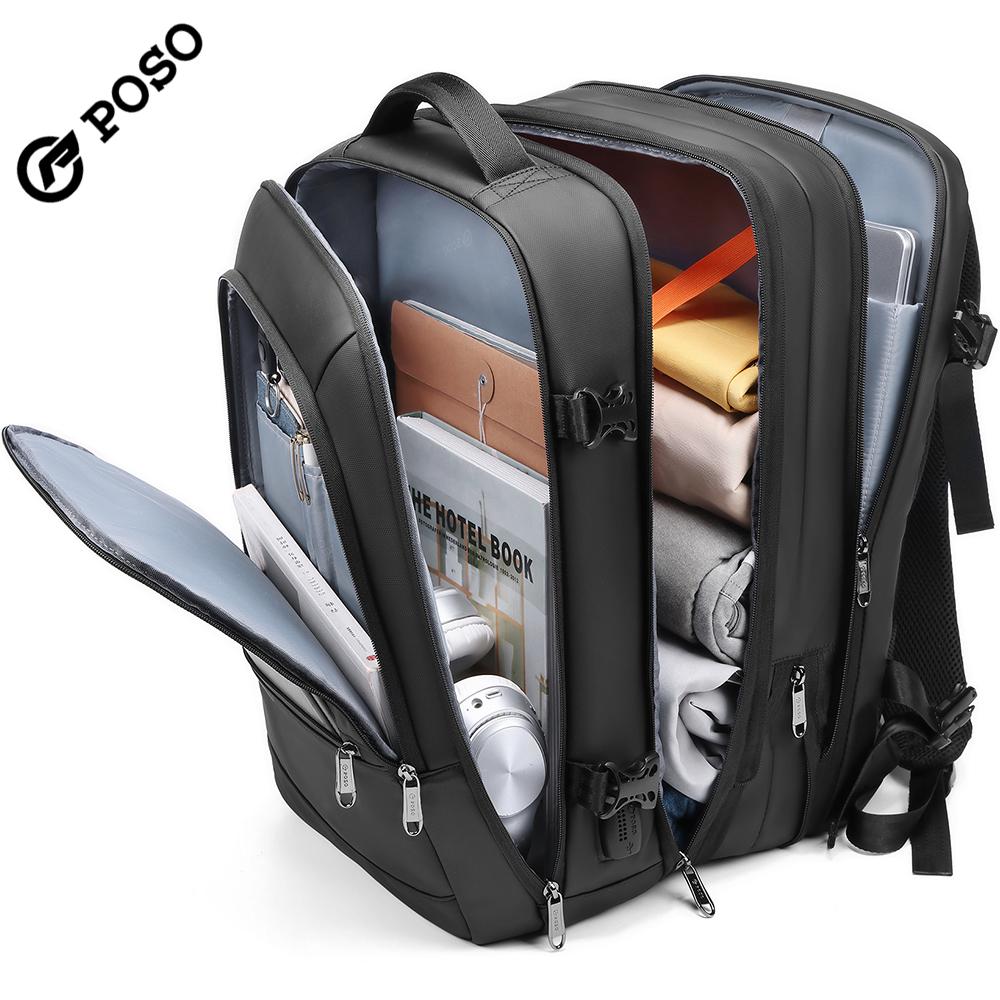 Pánský batoh pro 17/17,3palcový notebook Velkokapacitní 45 l Rozšiřitelný, S nabíjecím portem USB, otevírání o 180°, Kufr o velikosti 22 palců