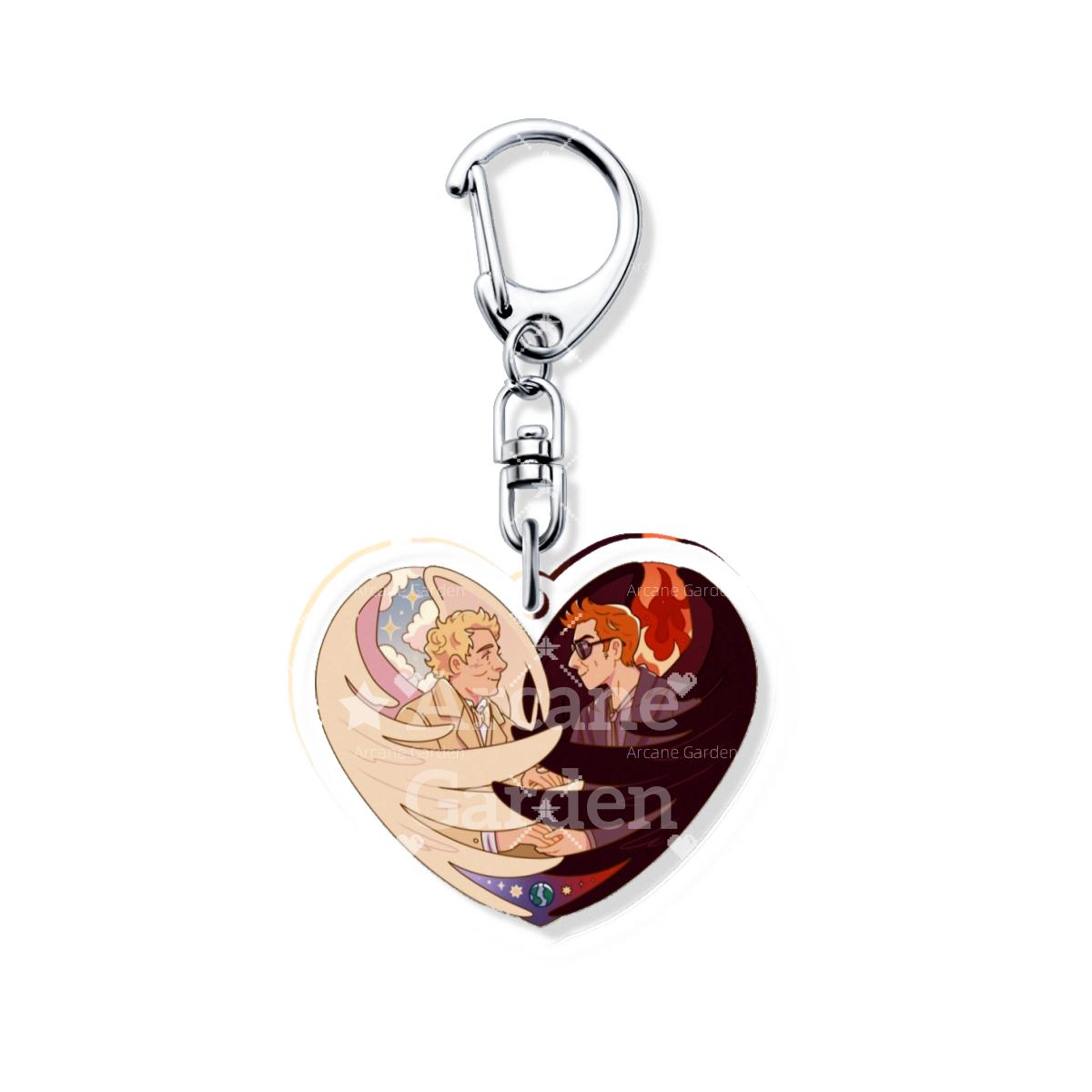 

Good Omens HOT Couple Famous TV dramas Keychain Bromance Acrylic Lovely Bag Charm Pendant Gift Key Chain Cute Souvenir Creative 6 cm