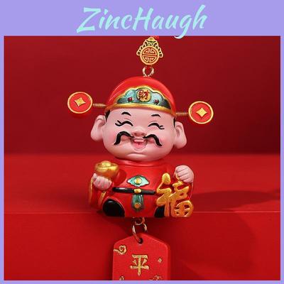 Traditional Car Pendant Resin Lucky God Rearview Mirror Decor For New Year Celebration